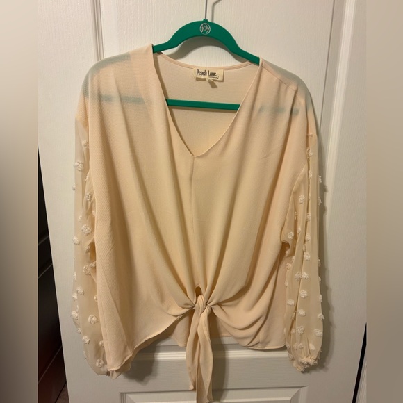 Peach Love California Tops - Peach Love California Blush Tie-Front Blouse